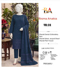 Navy Floral Dhanak 3-Piece Suit