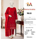 Red Floral Dhanak 3-Piece Suit