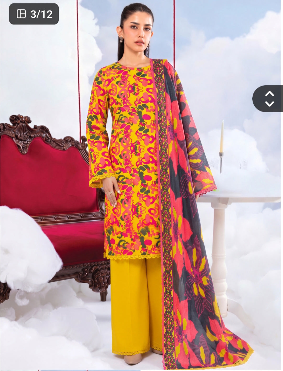 Zermin Dhanak 3 Piece Suit Pakistan piece winter suit with floral dupatta Ladies printed Dhanak suit Pakistan